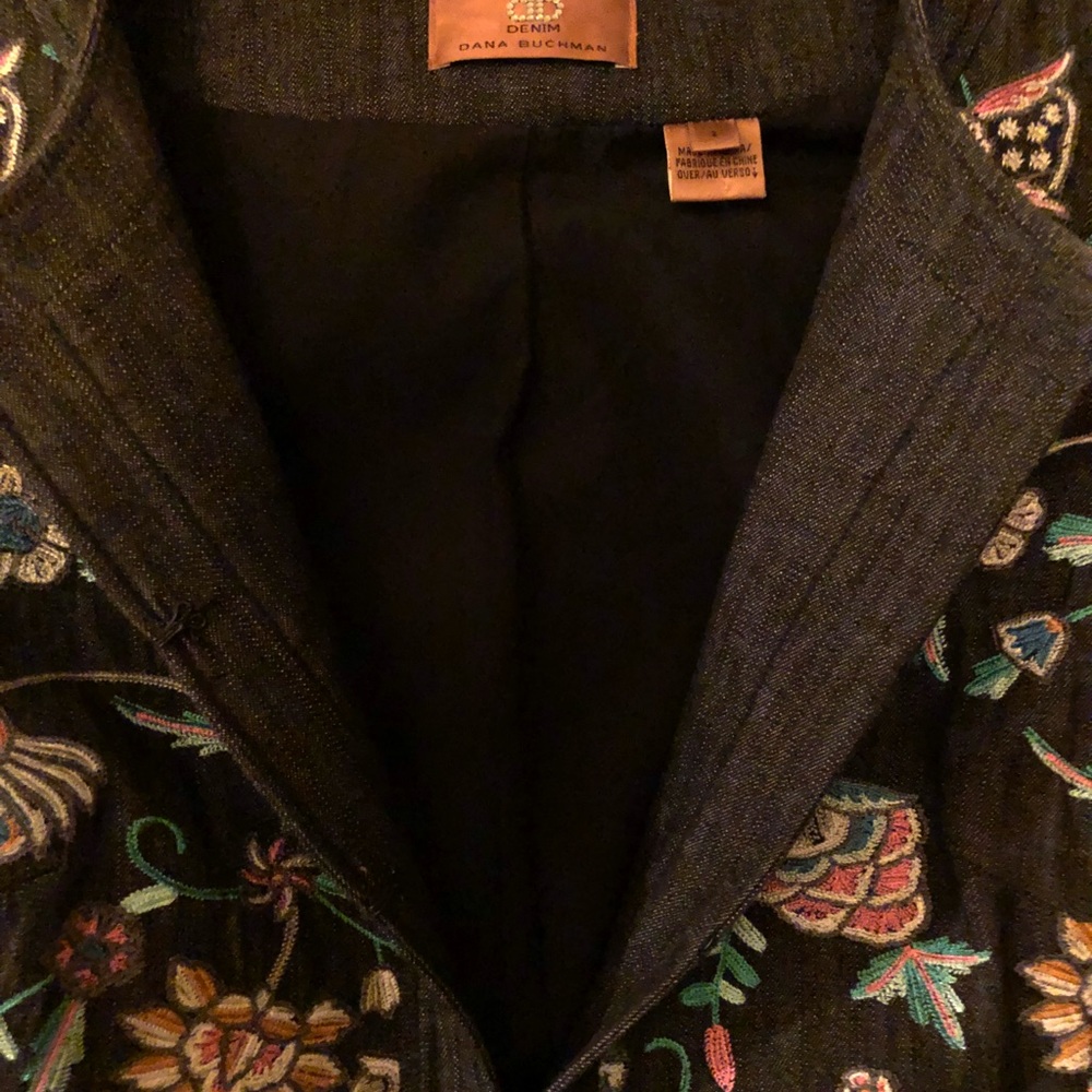 Dana Buchman Exclusive embroidered denim jacket.